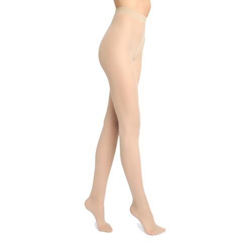 MARILYN Strumpfhose Damen 20 DEN Klassische Halb Transparente Matte Strumpfhosen aus Mikrofaser (1 Paar, 36/38 S/M, Mandel/Almond) von MARILYN