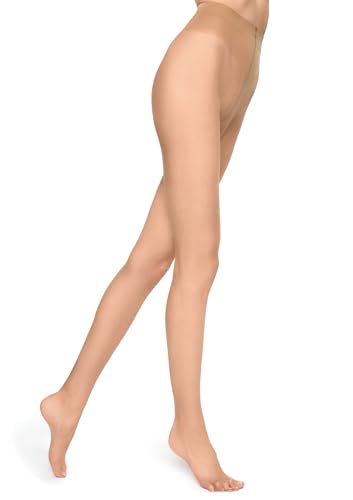 MARILYN Strumpfhose Damen 7 DEN Extrem Dünne Sommer Halbmatte Transparente Strumpfhosen (1 Paar, 38 M, Hautfarben/Visone) von MARILYN