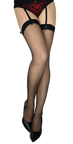 MARILYN ultra dünne Strapsstrümpfe ohne Straps & Gürtel 2er Pack, 5 Denier, Größe 36/38 (S/M), Farbe Beige (je 2x visone) von MARILYN