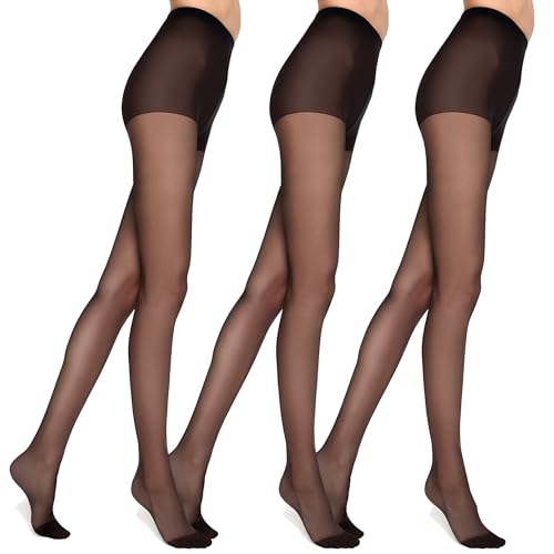 MARILYN Strumpfhose Damen 15 DEN Klassische Halbmatte Transparente Strumpfhosen (3 Paar, 42 XL, Schwarz/Nero) von MARILYN