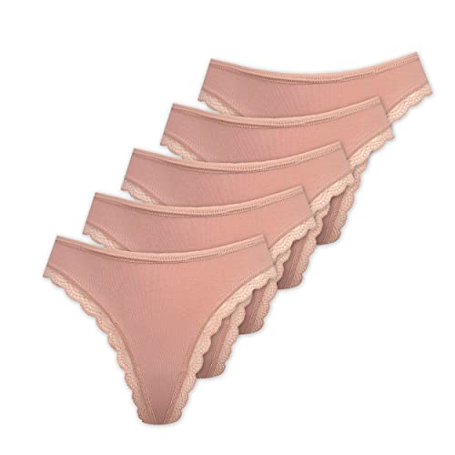 Marilyn Poupée Infinity String aus Baumwolle mit Spitzensaum Natur - S - 5er Pack von MARILYN