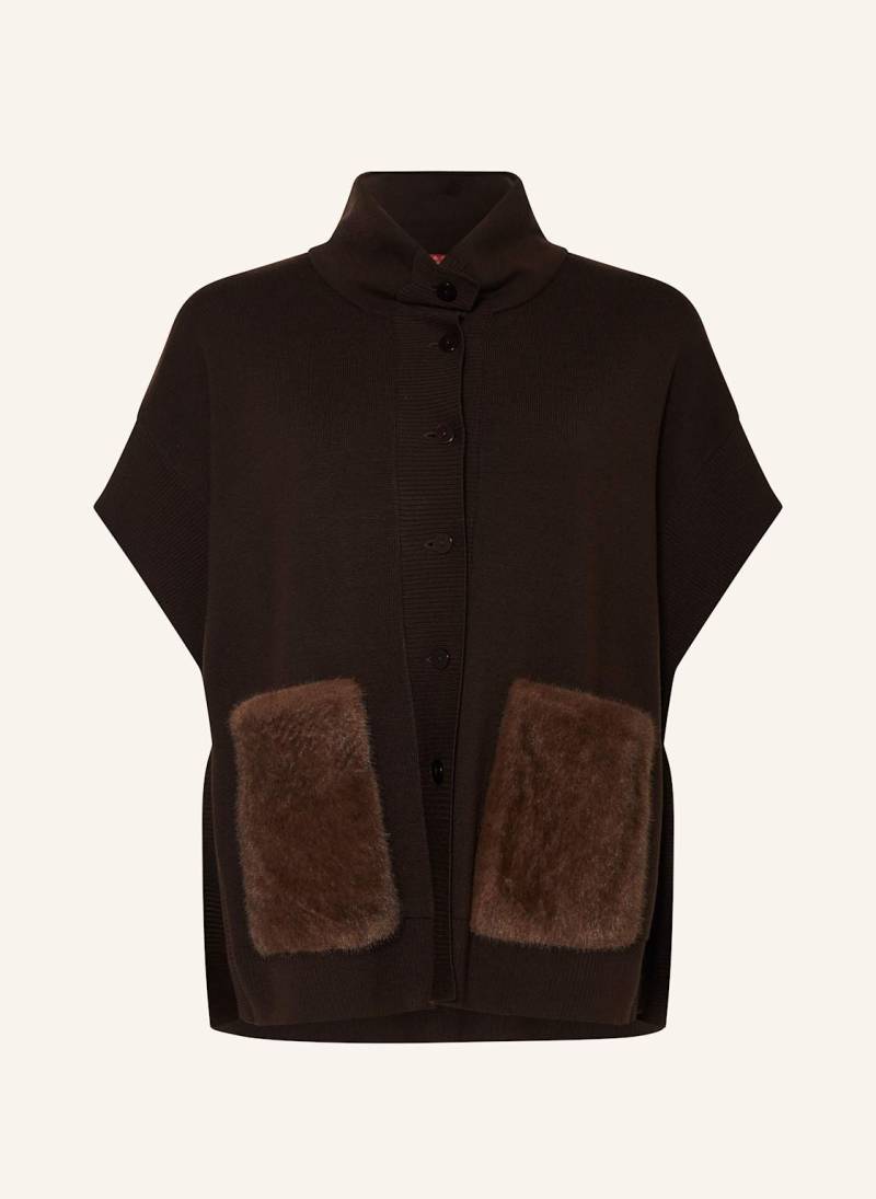 Marina Rinaldi Sport Cape Ottico Mit Kunstpelz braun von MARINA RINALDI SPORT