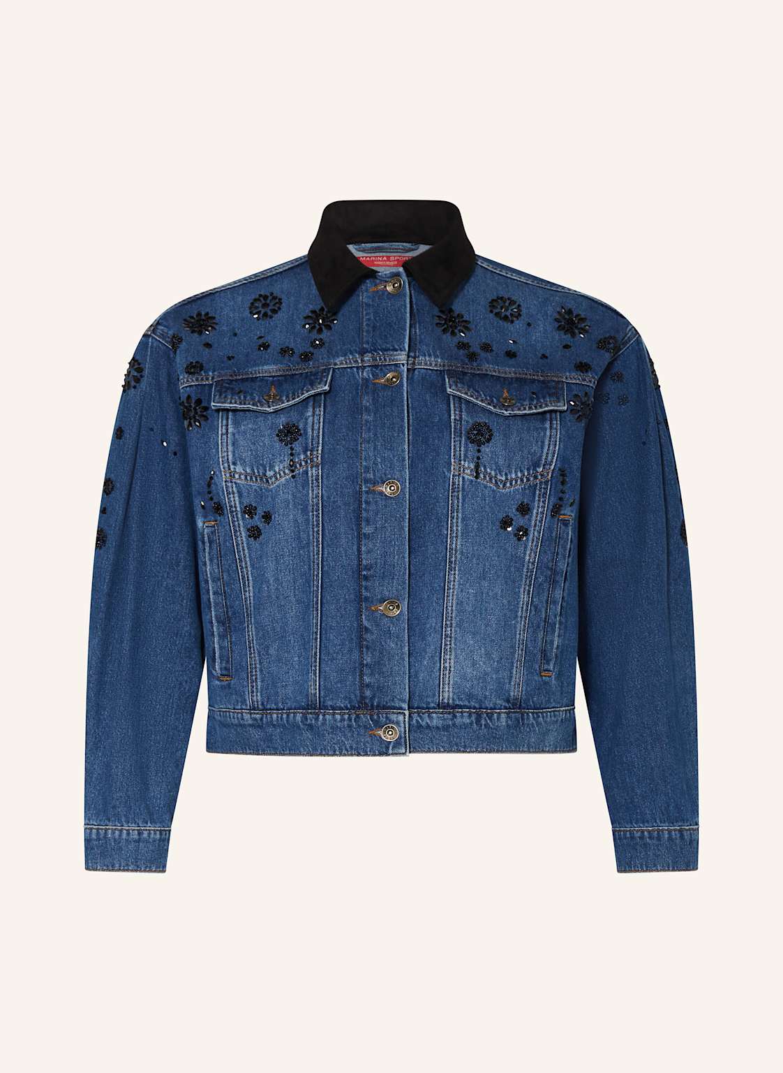 Marina Rinaldi Sport Jeansjacke Quiete Mit Schmucksteinen blau Marina Rinaldi Sport Jeansjacke Quiete Mit Schmucksteinen blau von MARINA RINALDI SPORT