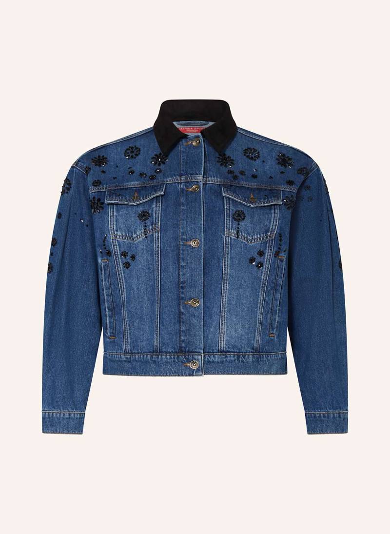 Marina Rinaldi Sport Jeansjacke Quiete Mit Schmucksteinen blau von MARINA RINALDI SPORT