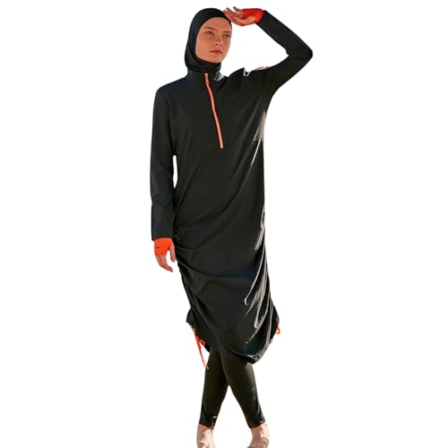 Islamisch gemusterter bescheidener Badeanzug in voller Länge für Frauen | 4-teiliges muslimisches Burkini-Set (Oberteil, Hose, Haube, Bustier) | Langärmliger Rashguard mit vollständiger Abdeckung von MARINA SWIMWEAR