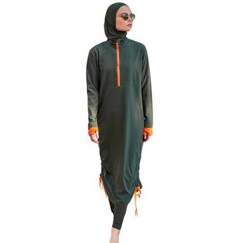 Islamisch gemusterter bescheidener Badeanzug in voller Länge für Frauen | 4-teiliges muslimisches Burkini-Set (Oberteil, Hose, Haube, Bustier) | Langärmliger Rashguard mit vollständiger Abdeckung von MARINA SWIMWEAR