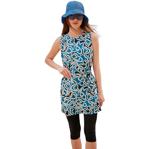 MARINA SWIMWEAR Islamischer halblanger bescheidener Badeanzug für Frauen | 3-teiliges Burkini-Set für muslimische Frauen | Kurzarm-Rashguard mit halber Abdeckung | Bescheidene Hijab-Bademode von MARINA SWIMWEAR