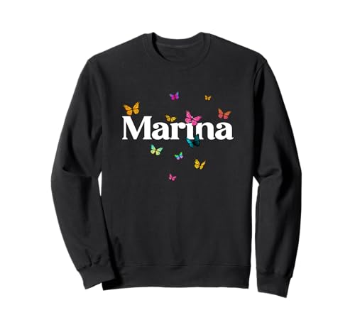 Marina - Schöner Mädchen Name mit bunten Schmetterlingen Sweatshirt Marina - Schöner Mädchen Name mit bunten Schmetterlingen Sweatshirt von MARINA Tochter Enkel Geburtstag Geschenkideen