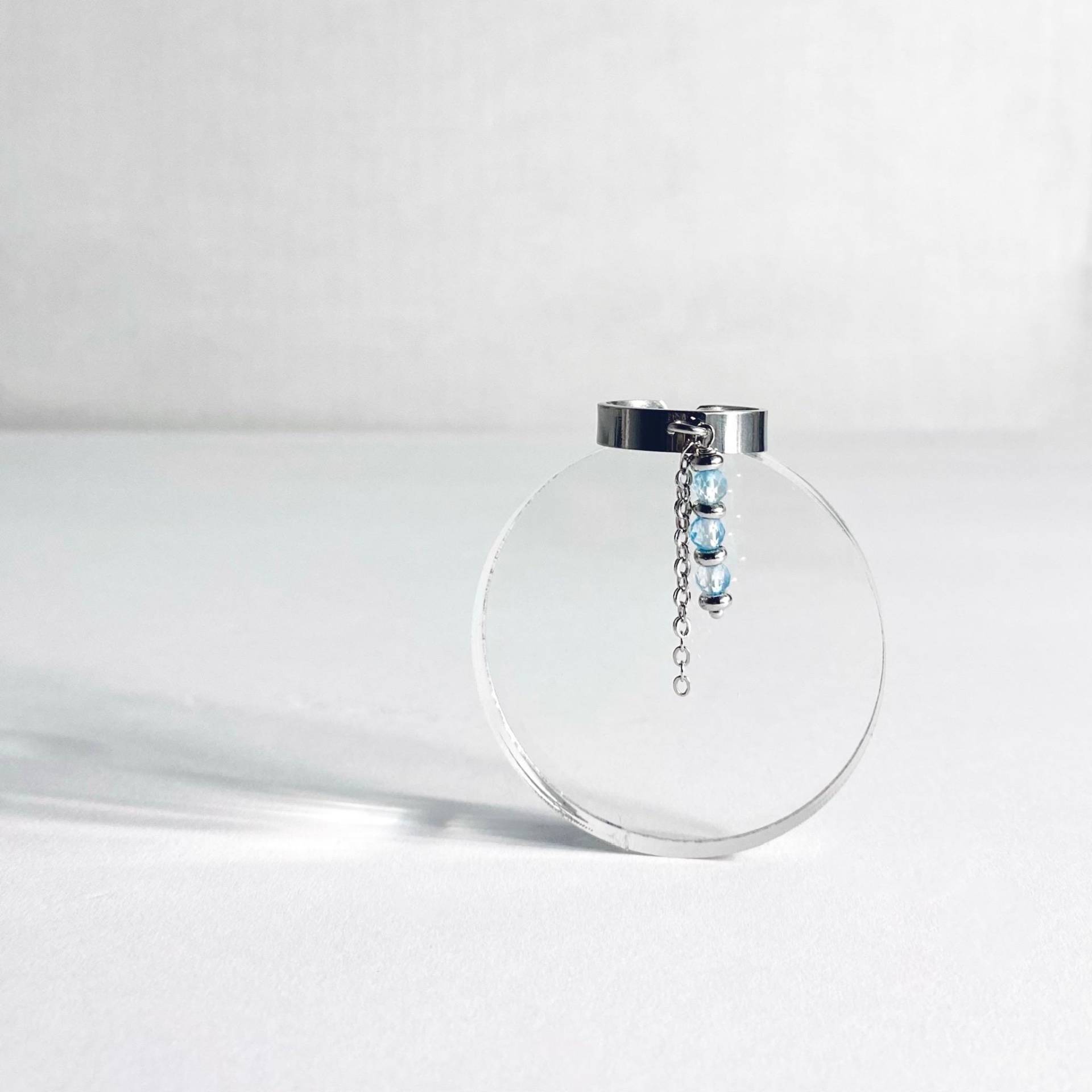 Blautopas Ring Rhodinierter Messing Ring Verstellbar, Usa Handgefertigt von MARINAMIjewelry