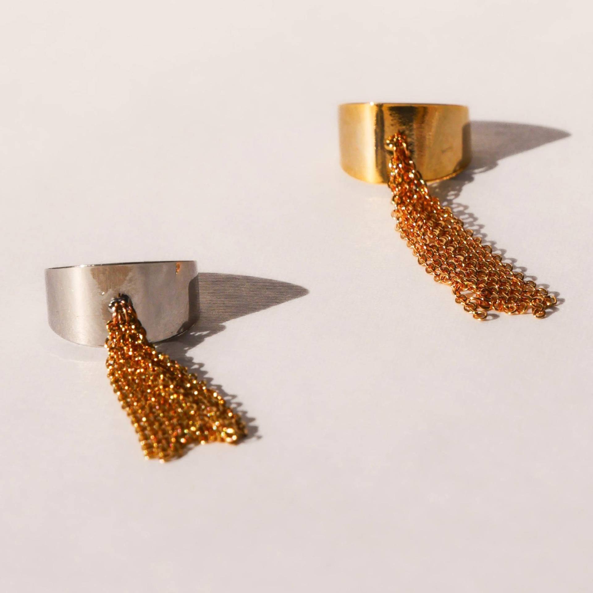 Handgefertigte Ketten Quastenring Verstellbarer Midi Ring Aus Messing von MARINAMIjewelry