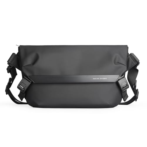 MARK RYDEN Messenger Bag Umhängetasche aus Canvas Studententasche Laptoptasche 15,6 Zoll Schultertasche Kuriertasche Herrentasche Collegetasche Uni Studenten Schwarz von MARK RYDEN