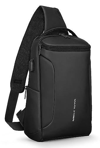 MARK RYDEN Sling Bag Herren Brusttasche Umhängetaschen Crossbody-Rucksack für 9.7 Zoll-12,3 Zoll iPad Wasserdichte Anti-Diebstahl Schultertasche von MARK RYDEN