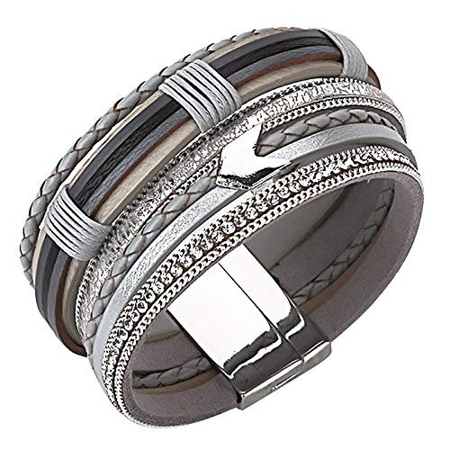 MARKELL Kristall Boho geflochten Armband aus Leder für Frauen Fashion Charm mehrschichtige Armbänder Boho & Armbänder für von MARKELL