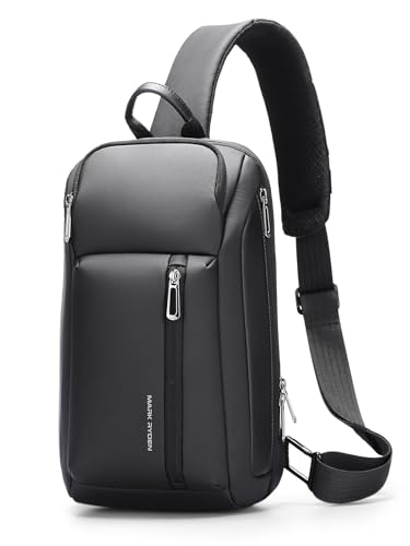MARKETRON Sling Rucksack für Herren, wasserdicht, Crossbody-Rucksack, Schultertasche, Diebstahlschutz, Crossbody-Brusttasche für Herren, Schwarz MARKETRON Sling Rucksack für Herren, wasserdicht, Crossbody-Rucksack, Schultertasche, Diebstahlschutz, Crossbody-Brusttasche für Herren, Schwarz von MARKETRON