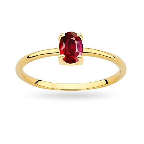 MARKO Damen Gold Verlobungsring mit Rubin 0.60Ct | 14 Karat Gold (585) | Goldring mit Box | Goldring für Frauen (Rubin, 56 (17.8)) von MARKO