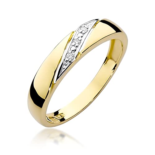 MARKO Damen-Goldring mit 0,02Ct Diamanten | 14 Karat Gold (585) | Goldring mit Box | Goldring für Frauen (Gelbgold, 58 (18.5)) von MARKO