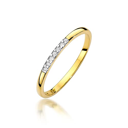 MARKO Damen-Goldring mit 0,035Ct Diamanten, 14 Karat Gold (585) | Goldring inklusive Box | Goldring für Frau (Gelbgold, 57 (18.2)) von MARKO