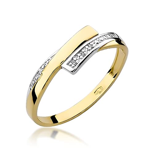 MARKO Damen-Goldring mit 0.02Ct Diamanten | 14 Karat Gold (585) | Goldring mit Box | Goldring für Frauen (Gelbgold, 46 (14.5)) von MARKO