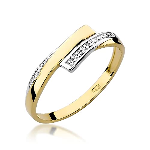 MARKO Damen-Goldring Mit 0.02Ct Diamanten | 14 Karat Gold (585) | Mit Box | Für Frauen (Gelbgold, 62 (19.8)) von MARKO