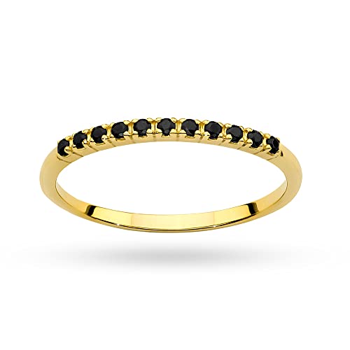 MARKO Damen-Goldring mit schwarzen Diamanten 0.09Ct, 14 Karat Gold (585) | Goldring inklusive Box | Goldring für Frauen (Schwarzer Diamant, 63 (20.2)) von MARKO