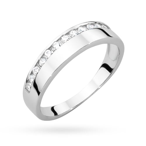 MARKO 925er Silber Damenring mit Zirkonia – Eleganter Ehering oder Schmuckring – Breiter Silberring mit Glitzersteinen – Ring in Geschenkbox – Verschiedene Größen (53 (16.8)) von MARKO