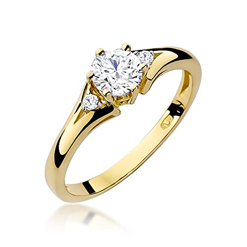 MARKO Courting 9K Goldring Damen 375 Echtgold mit Edelsteinen – Verlobungsring Damen oder Schmuckring – Ring mit Stein – In Geschenkbox – Zwei Varianten: Klassisch & Schwarz (Weiß, 60 (19.2)) von MARKO