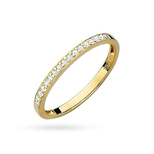 MARKO Courting Goldring Damen 375 Echtgold Ring mit Zirkonia – Weißer, Schwarzer oder Rubinroter Pavé Eternity Ring – Verlobungsring oder Ehering Damen Schmuck (Weiß, 56 (17.8)) von MARKO