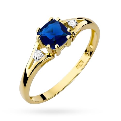 MARKO Courting Goldring Damen 585 Echtgold – Ring mit Stein in Blau, Rot oder Türkis – Verlobungsring Damen Schmuck – Liebesring mit Edelsteinen – Geschenk für Frauen - Fidget (Blau, 58 (18.5)) von MARKO