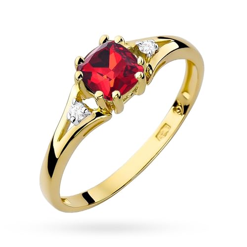 MARKO Courting Goldring Damen 585 Echtgold – Ring mit Stein in Blau, Rot oder Türkis – Verlobungsring Damen Schmuck – Liebesring mit Edelsteinen – Geschenk für Frauen - Fidget (Rot, 60 (19.2)) von MARKO