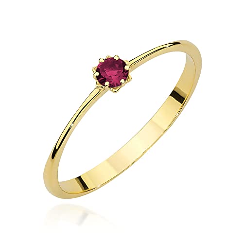 MARKO Damen Gold Verlobungsring mit Rubin 0.15Ct in Blumenform Fassung, 14 Karat Gold (585) | Goldring inklusive Box | Goldring für Frau (Rubin, 48 (15.2)) von MARKO