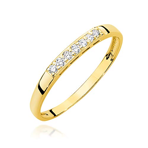 MARKO Damen-Goldring mit 0,10Ct Diamanten 14 Karat Gold (585) | Goldring inklusive Box | Goldring für Frauen (Gelbgold, 56 (17.8)) von MARKO