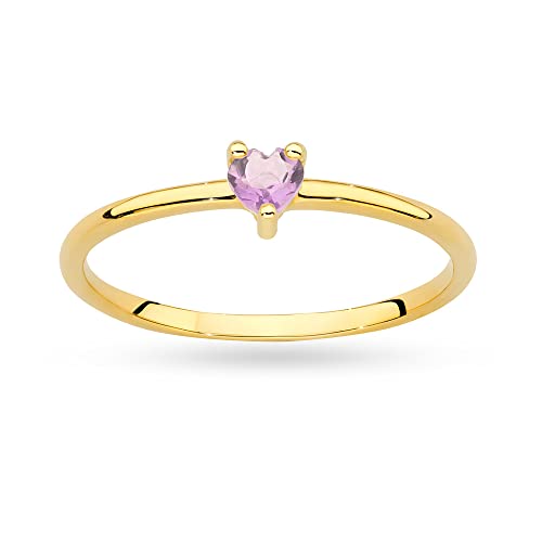 MARKO Damen-Goldring mit Amethyst 0,10Ct in Form eines Herzens | 14 Karat Gold (585) | Goldring inklusive Box | Goldring für Damen (Amethyst, 60 (19.2)) von MARKO