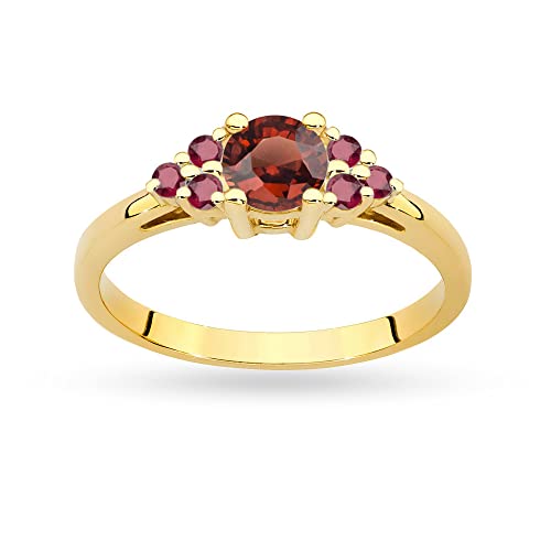 MARKO Damen Verlobungsring aus Gold mit Granat 0,60Ct und Rubinen 0,30Ct, 14 Karat Gold (585) | Goldring mit Box | Goldring für Frauen (Granat mit Rubinen, 52 (16.5)) von MARKO