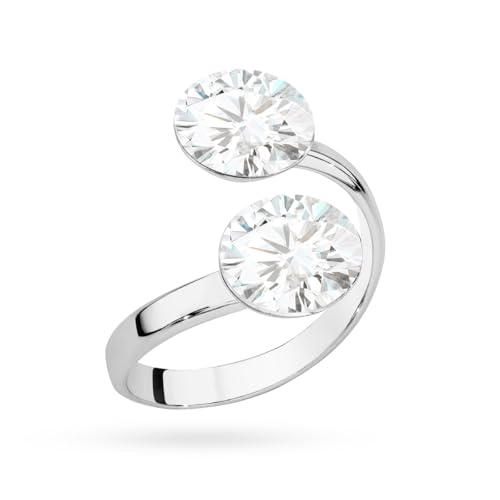 MARKO Eleganter Vitalring in Gold – Damen Blumenring mit ungewöhnlicher Form | Schmuck für Teenager Mädchen & Clean Girl Style (Weiß, Blau, 14) von MARKO