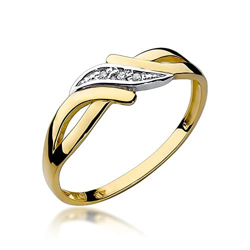 MARKO Geflochtener Damen Goldring mit Diamanten 0.02Ct | 14 Karat Gold (585) | Goldring mit Box | Goldring für Frauen (Gelbgold, 46 (14.5)) von MARKO