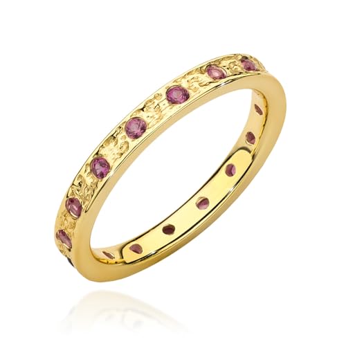 MARKO Ring 925 Silber Damen & Herren – 16 echte Rubine oder Saphire rundum gefasst | Goldringe Damen & Silberringe Herren | Freundschaftsringe | Geschenkbox (Gold und Rubin, 59 (18.8)) von MARKO