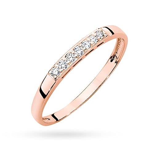 MARKO Rosa Gold Damen Goldring mit Diamanten 0.10Ct, 14 Karat Gold (585) | Goldring inklusive Box | Goldring für Frauen (Roségold, 50 (15.8)) von MARKO