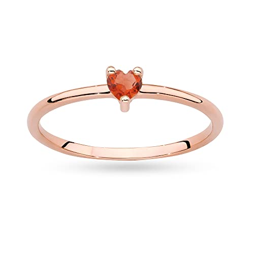 MARKO Roségold Damen-Goldring mit Granat 0,15Ct in Form eines Herzens | 14 Karat Gold (585) | Goldring inklusive Box | Goldring für Frauen (Granat, 59 (18.8)) von MARKO