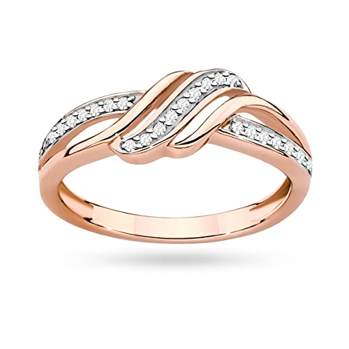 MARKO Roségold Ring Verlobungsring aus Gold mit 0.12 Karat Diamanten 14 Karat Gold (585) | Goldring für Frauen (Roségold, 52 (16.5)) von MARKO