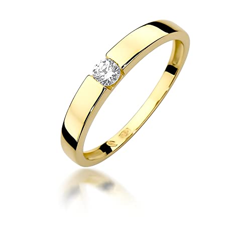 MARKO Verlobungsring Damen Goldring mit 0.12 Karat Diamant - Gold Verlobungsring - 14 K Gold 585 - Goldring für Frauen (Gelbgold, 57 (18.2)) von MARKO