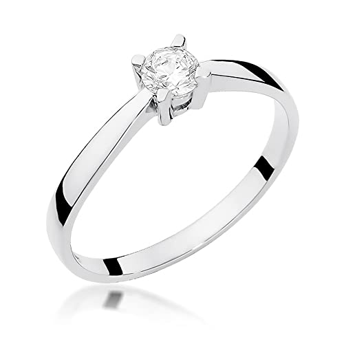 MARKO Weißgold Damen Goldring mit 0,20 Karat Diamant - Gold Diamant Verlobungsring - 14 Karat Gold (585) - Goldring für Frauen - (Weißgold, 57 (18.2)) von MARKO