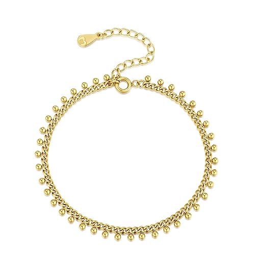 Armband für damen mit Kette und Perlenmuster. Vergoldeter / versilbert Chirurgenstahl damen Armband ideal für Valentinstag und Muttertag Geschenk, Geburtstag... Schmuck damen armbänder (Vergoldung) von MARLION JEWELS