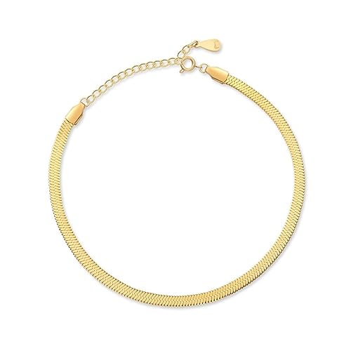 Armband für damen mit einer abgeflachten Kette Design. Vergoldeter / versilbert Chirurgenstahl damen Armband ideal für Valentinstag und Muttertag Geschenk, Geburtstag... Schmuck damen (Vergoldung) von MARLION JEWELS