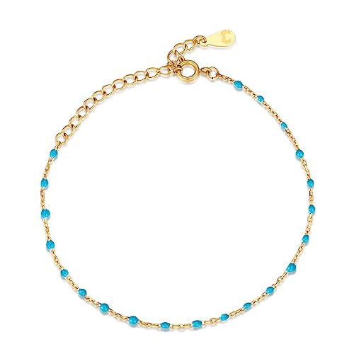 MARLION JEWELS Fußkettchen für Damen mit farbigen Perleneinsätzen. Elegantes Fußkette Damen aus vergoldetem/versilbertem Edelstahl elegant und raffiniert. Boho Schmuck perfekt für Frauen (Vergoldung) von MARLION JEWELS
