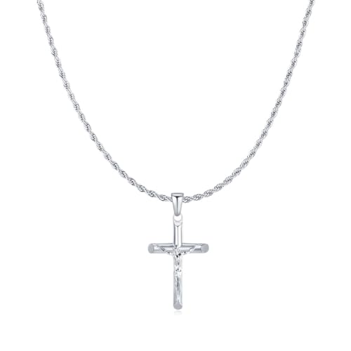MARLION JEWELS Kette für Herren mit Jesus-Christus-Design. Halskette aus vergoldetem/versilbertem Chirurgenstahl, ideal als Geschenk. Schmuck Herren (Versilberung) von MARLION JEWELS