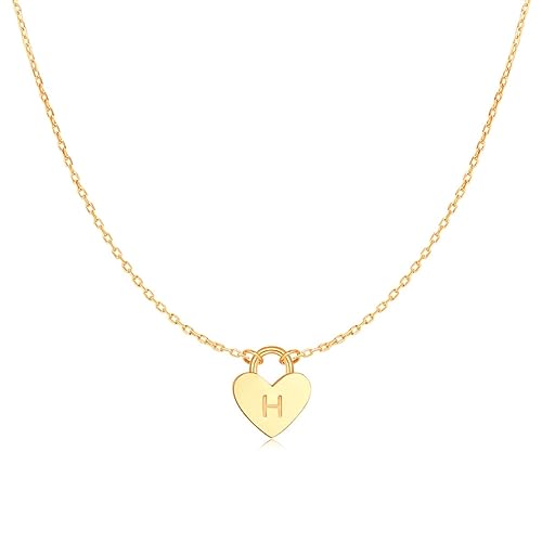 MARLION JEWELS Kette für damen Zartes Herz mit Initialen.. Halskette aus vergoldetem/versilbertem Chirurgenstahl ideal als Geschenk. Schmuck Damen (Vergoldung, A) von MARLION JEWELS