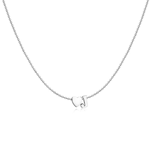 MARLION JEWELS Kette für damen mit der Initiale und einem Herz. Halskette aus vergoldetem/versilbertem Chirurgenstahl ideal als Geschenk. Schmuck Damen (J, Vergoldung) von MARLION JEWELS