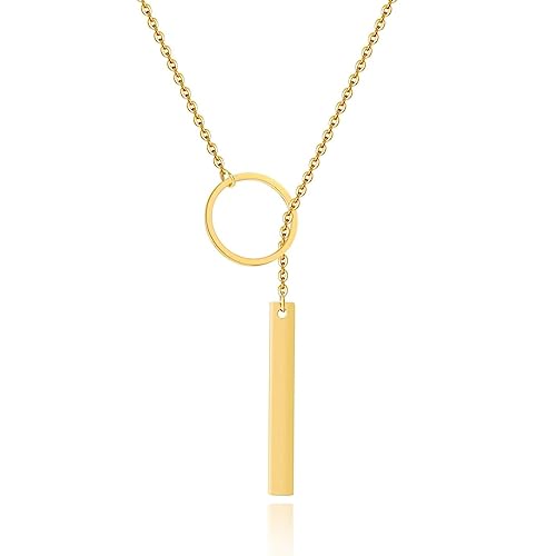 MARLION JEWELS Kette für damen mit einem Ohrring und einem Stab. Halskette aus vergoldetem/versilbertem Chirurgenstahl ideal als Geschenk. Schmuck Damen (Vergoldung) von MARLION JEWELS