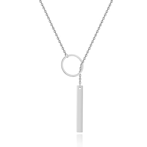 MARLION JEWELS Kette für damen mit einem Ohrring und einem Stab. Halskette aus vergoldetem/versilbertem Chirurgenstahl ideal als Geschenk. Schmuck Damen (Versilberung) von MARLION JEWELS