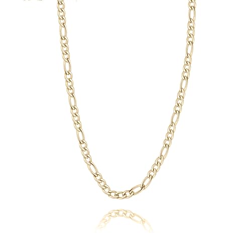 MARLION JEWELS Kette für damen mit ineinandergreifenden Gliedern in verschiedenen Größen. Halskette aus vergoldetem/versilbertem Chirurgenstahl ideal als Geschenk. Schmuck Damen (Vergoldung) von MARLION JEWELS